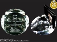 Crystal Paper Weight with Name Card Holder