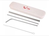 ECO Stainless Steel Straw with Wheat Box