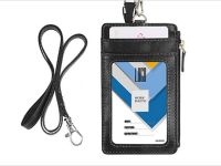 Exclusive PU ID Holder Zipper Wallet with Lanyard