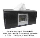 Leather Tissue Box with Alarm Clock,Calendar&Thermometer