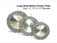 Large Batik Motive Pewter Plate