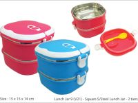 Square Stainless Steel Lunch Jar (2-Tier)