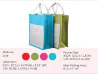 Colorful Jute Bag with Pocket