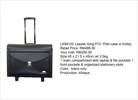 Leaves King PVC Pilot Case with Trolley LK 99120