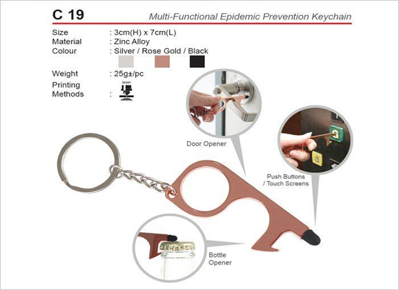 Multi-Functional Epidemic Prevention Keychain C19