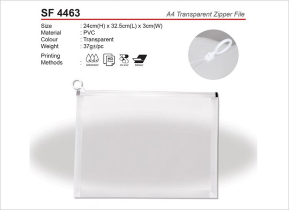 A4 Transparent Zipper File SF4463