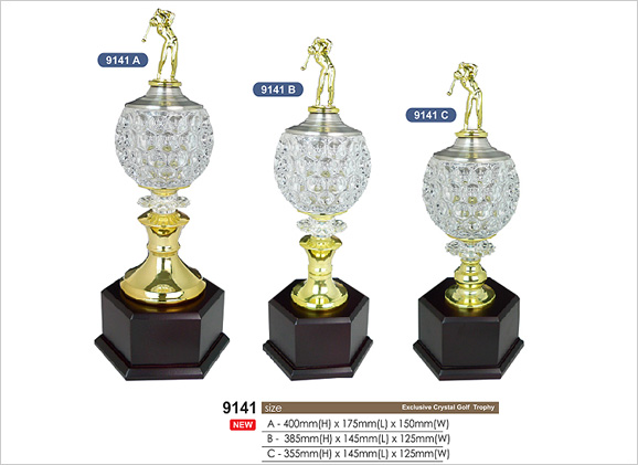 Exclusive Crystal Golf Trophy 9141A 9141B 9141C