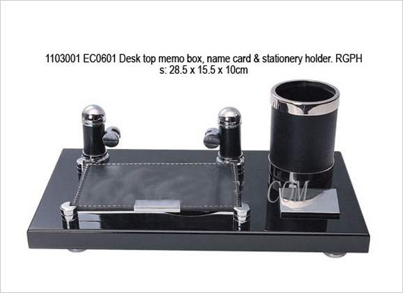 Wooden Desktop Memo Box, Stationery & Namecard Holder