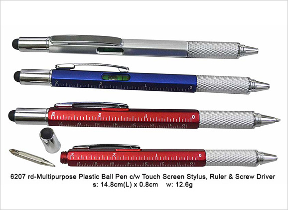 Multipurpose Plastic Ball Pen - metal pen with level and screwdriver