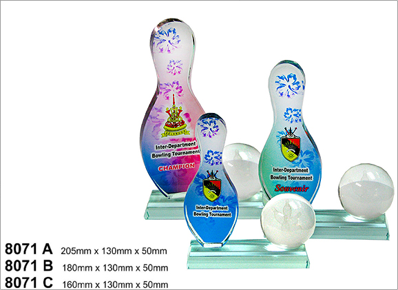 Bowling Pin & Ball Crystal Glass Award