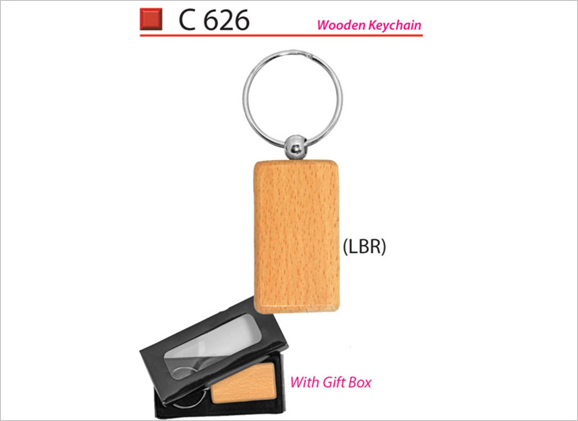 Light Brown Wooden Keychain C626