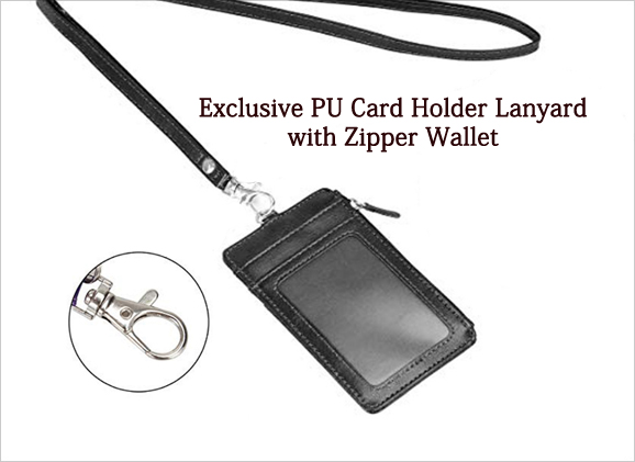 Exclusive Premium Quality PU ID Holder with Zip And Lanyard
