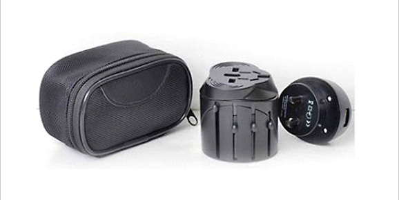 Travel Adapter with PU Nylon Zipper Pouch